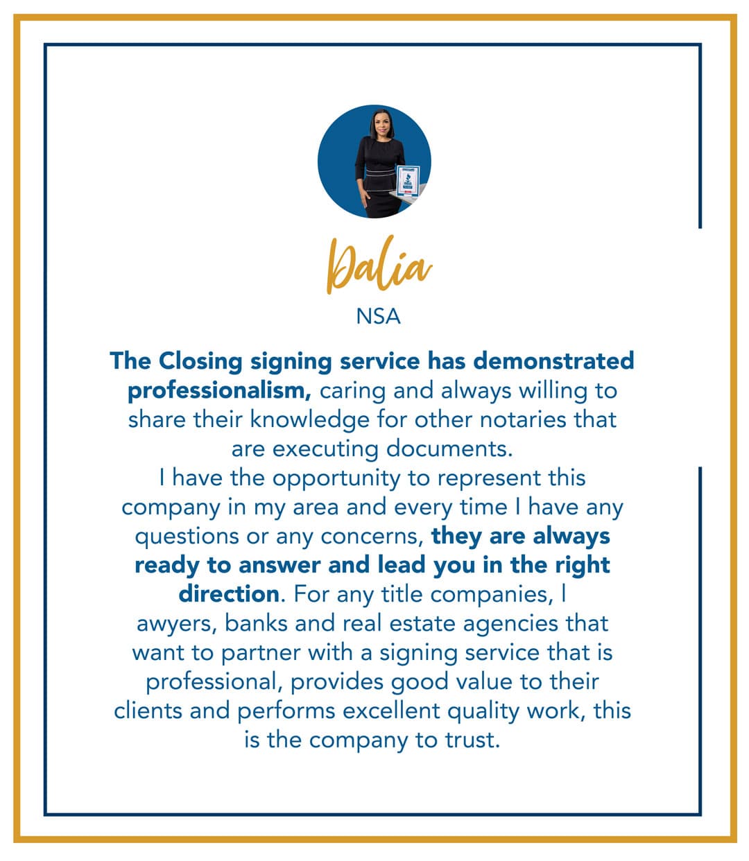 Dalia - Notary Signing Agent